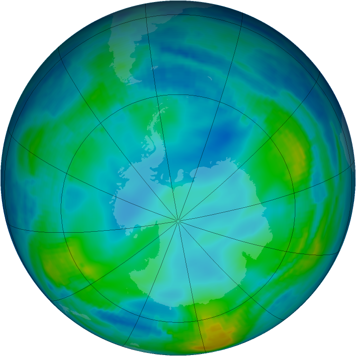 Antarctic ozone map for 04 June 1997